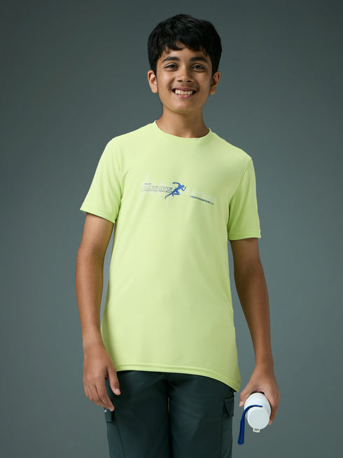 Boys Printed Slim Fit Round Neck Sports T-shirt with TECHNOCOOL+