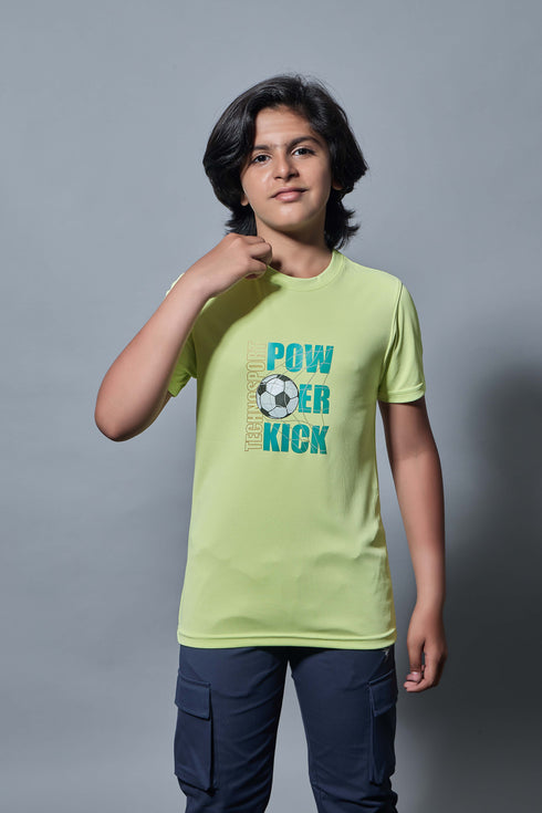 Boys Printed Slim Fit Round Neck Sports T-shirt with TECHNOCOOL+