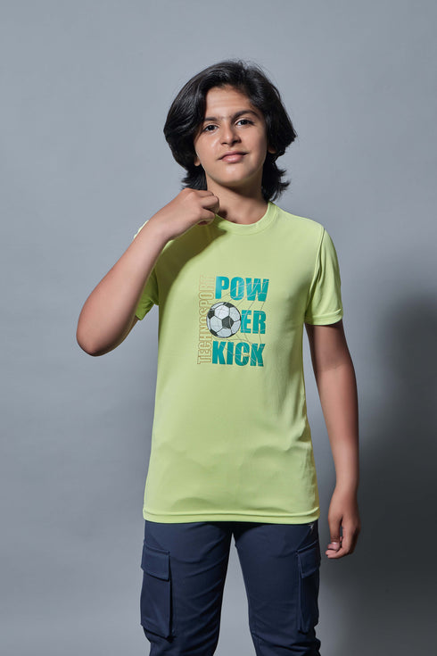Boys Printed Slim Fit Round Neck Sports T-shirt with TECHNOCOOL+