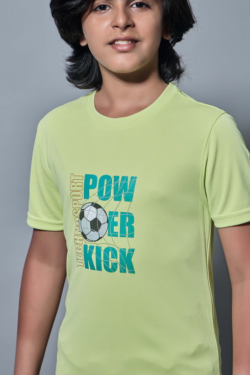 Boys Printed Slim Fit Round Neck Sports T-shirt with TECHNOCOOL+