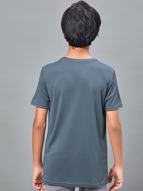 Boys Printed Slim Fit Round Neck Sports T-shirt with TECHNOCOOL+