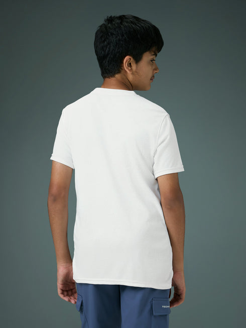 Boys Printed Slim Fit Round Neck Sports T-shirt with TECHNOCOOL+