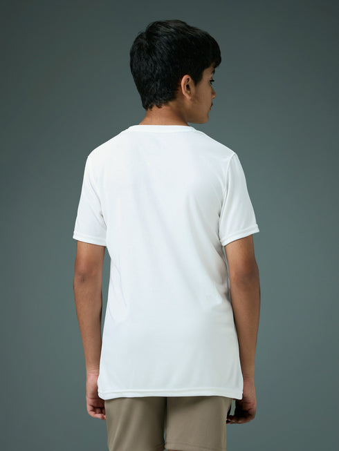 Boys Printed Slim Fit Round Neck Sports T-shirt with TECHNOCOOL+
