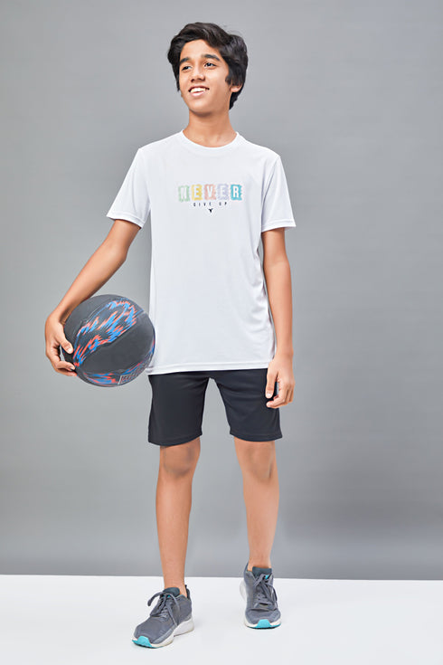 Boys Printed Slim Fit Round Neck Sports T-shirt with TECHNOCOOL+