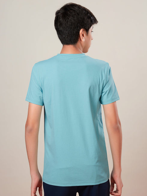 Boys Printed Slim Fit Round Neck Sports T-shirt with COTFLEX