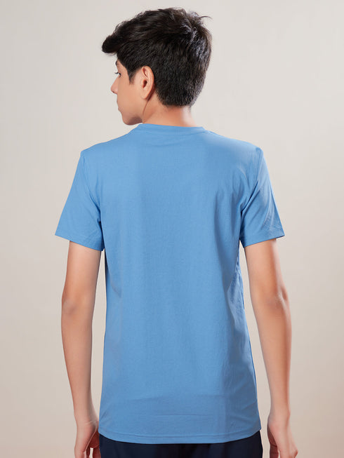 Boys Printed Slim Fit Round Neck Sports T-shirt with COTFLEX