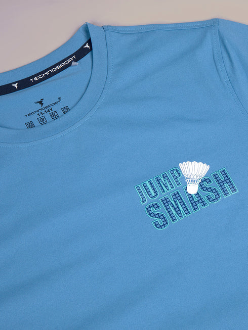 Boys Printed Slim Fit Round Neck Sports T-shirt with COTFLEX