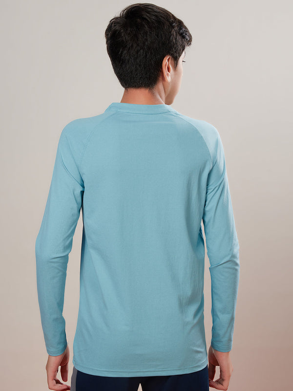 Boys Solid Slim Fit Round Neck Sports T-shirt with COTFLEX