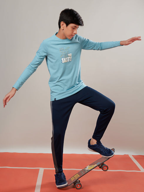 Boys Solid Slim Fit Round Neck Sports T-shirt with COTFLEX