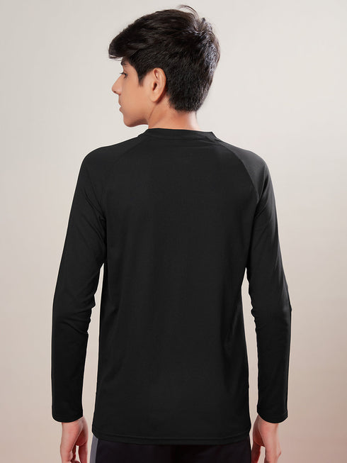 Boys Solid Slim Fit Round Neck Sports T-shirt with COTFLEX