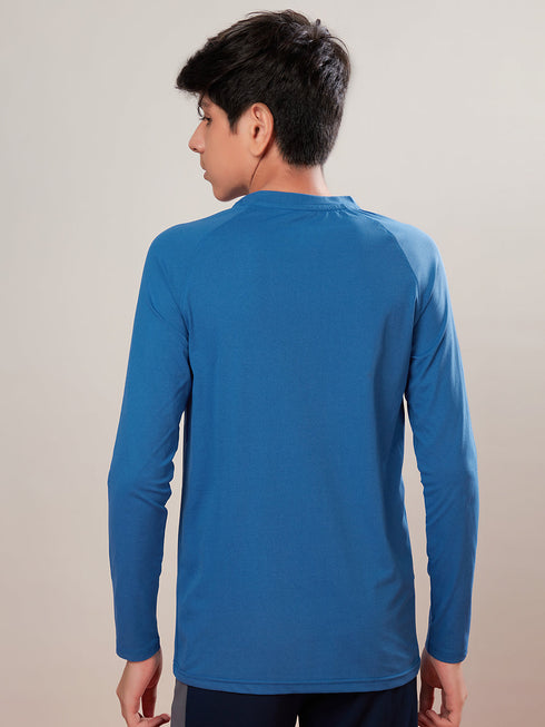 Boys Solid Slim Fit Round Neck Sports T-shirt with COTFLEX