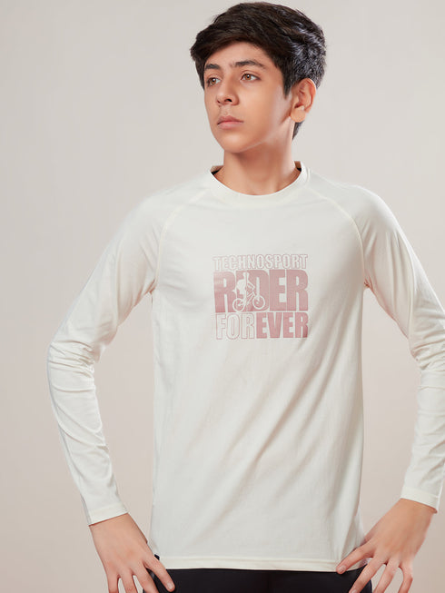 Boys Solid Slim Fit Round Neck Sports T-shirt with COTFLEX