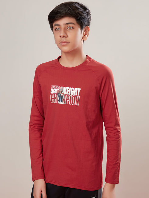 Boys Solid Slim Fit Round Neck Sports T-shirt with COTFLEX