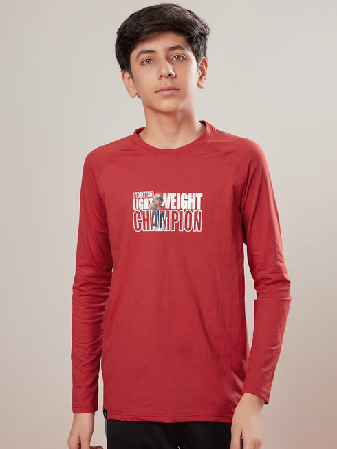Boys Solid Slim Fit Round Neck Sports T-shirt with COTFLEX