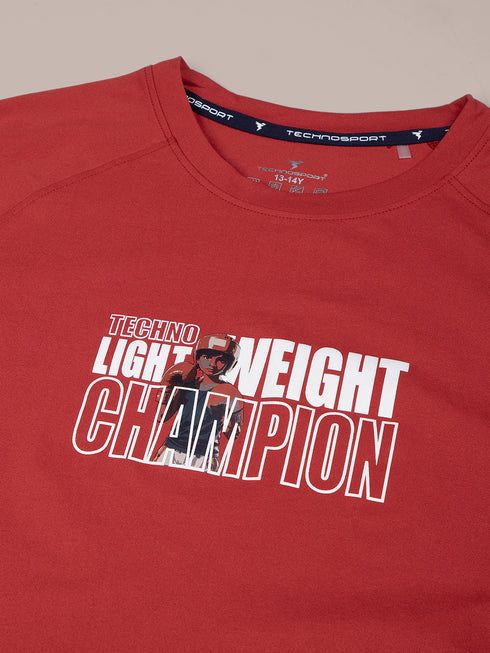 Boys Solid Slim Fit Round Neck Sports T-shirt with COTFLEX