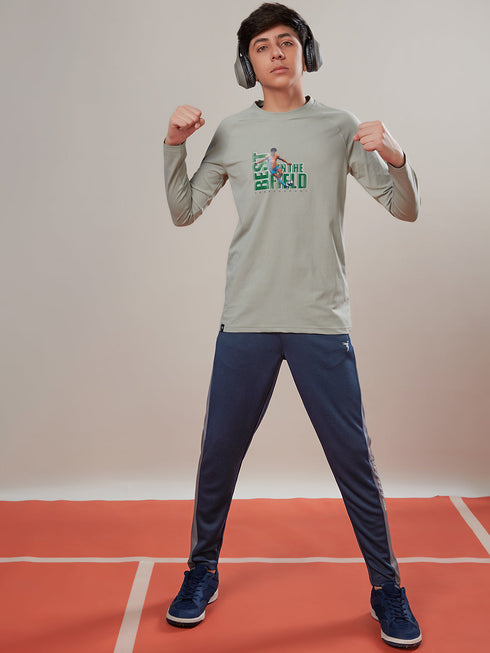 Boys Solid Slim Fit Round Neck Sports T-shirt with COTFLEX