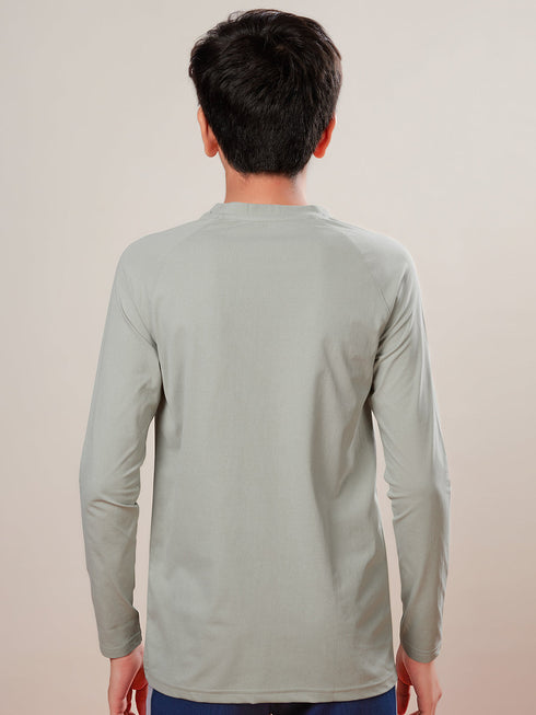 Boys Solid Slim Fit Round Neck Sports T-shirt with COTFLEX