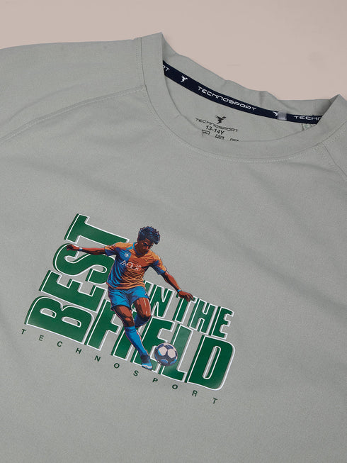 Boys Solid Slim Fit Round Neck Sports T-shirt with COTFLEX