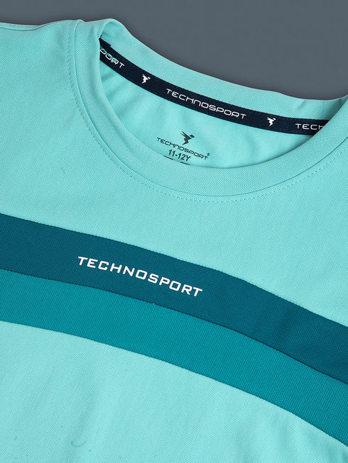 Boys Colorblock Slim Fit Round Neck Sports T-shirt with TECHNO DRY