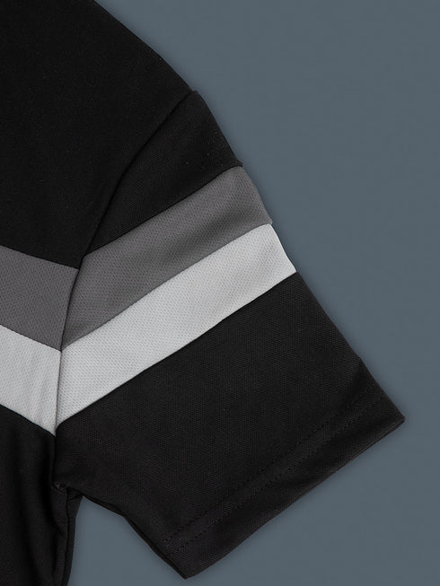 Boys Colorblock Slim Fit Round Neck Sports T-shirt with TECHNO DRY