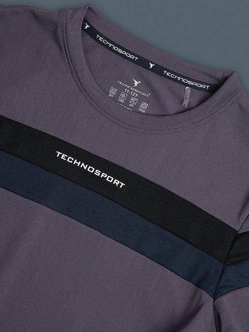 Boys Colorblock Slim Fit Round Neck Sports T-shirt with TECHNO DRY