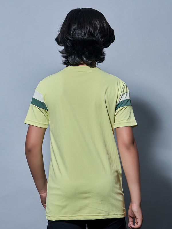 Boys Colorblock Slim Fit Round Neck Sports T-shirt with TECHNO DRY