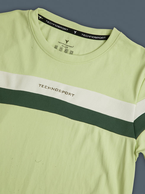 Boys Colorblock Slim Fit Round Neck Sports T-shirt with TECHNO DRY