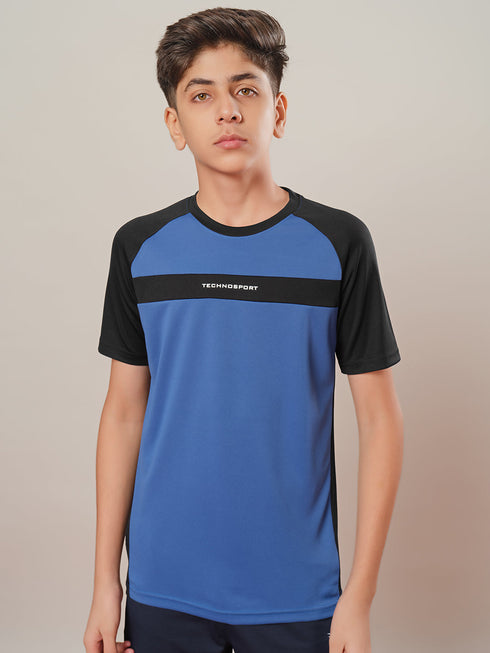 Boys Colorblock Slim Fit Round Neck T-shirt with DOUBLE COOL
