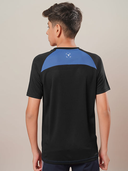 Boys Colorblock Slim Fit Round Neck T-shirt with DOUBLE COOL
