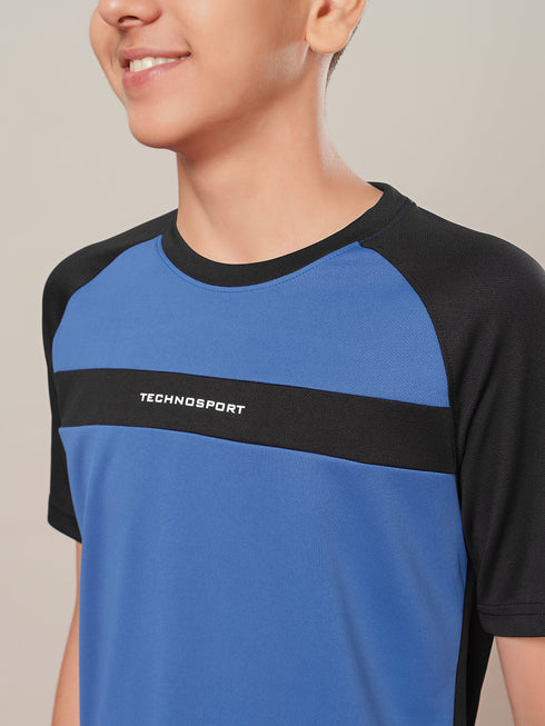 Boys Colorblock Slim Fit Round Neck T-shirt with DOUBLE COOL