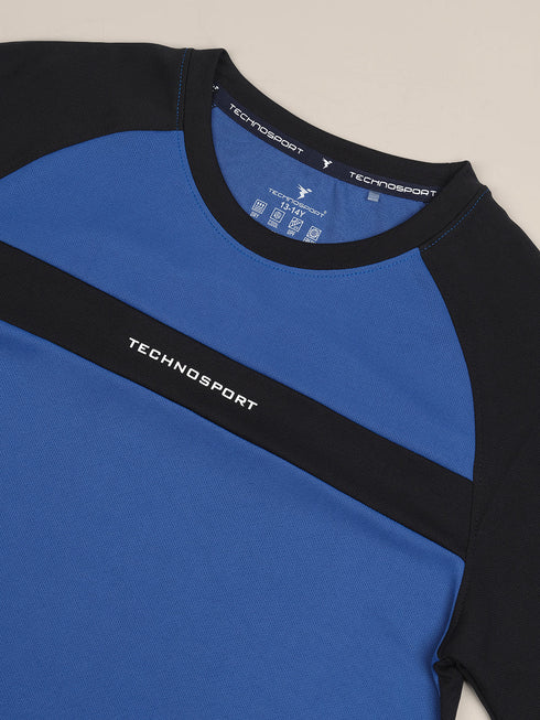 Boys Colorblock Slim Fit Round Neck T-shirt with DOUBLE COOL
