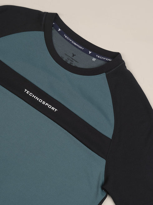 Boys Colorblock Slim Fit Round Neck T-shirt with DOUBLE COOL
