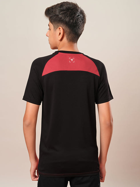 Boys Colorblock Slim Fit Round Neck T-shirt with DOUBLE COOL