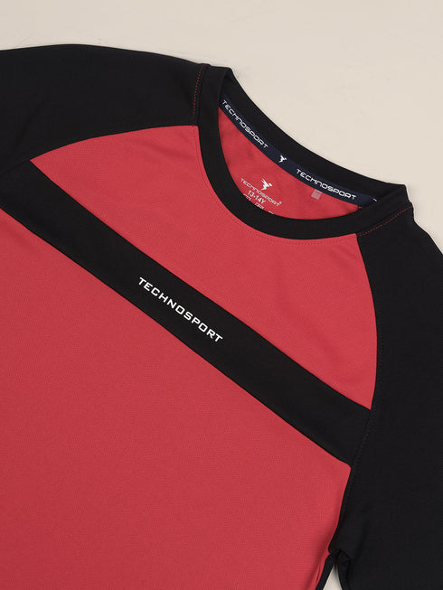 Boys Colorblock Slim Fit Round Neck T-shirt with DOUBLE COOL