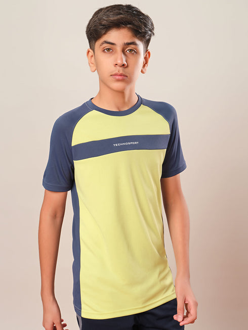 Boys Colorblock Slim Fit Round Neck T-shirt with DOUBLE COOL
