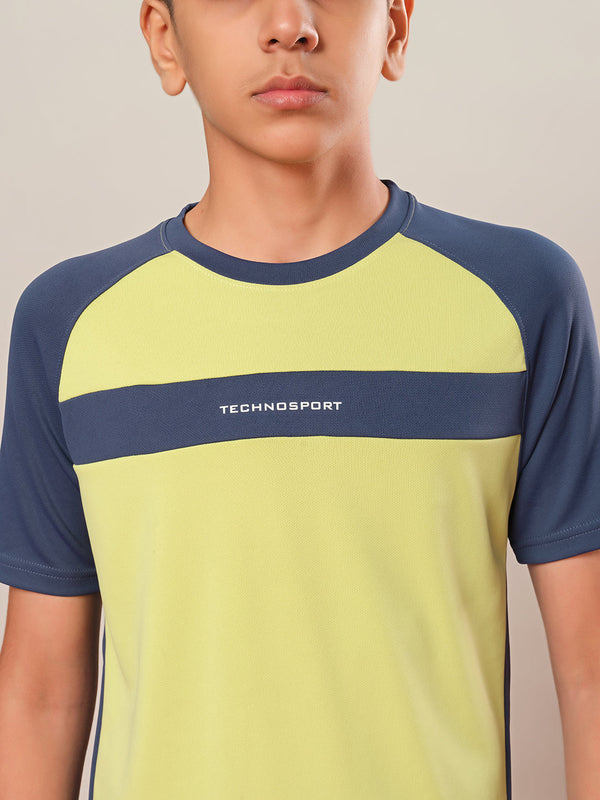 Boys Colorblock Slim Fit Round Neck T-shirt with DOUBLE COOL