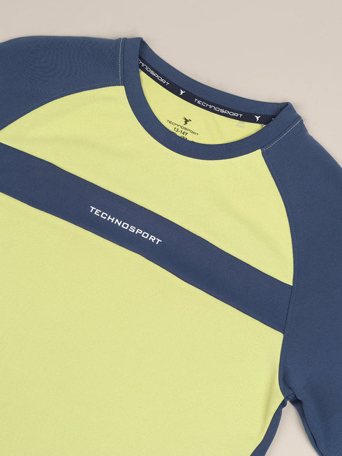 Boys Colorblock Slim Fit Round Neck T-shirt with DOUBLE COOL