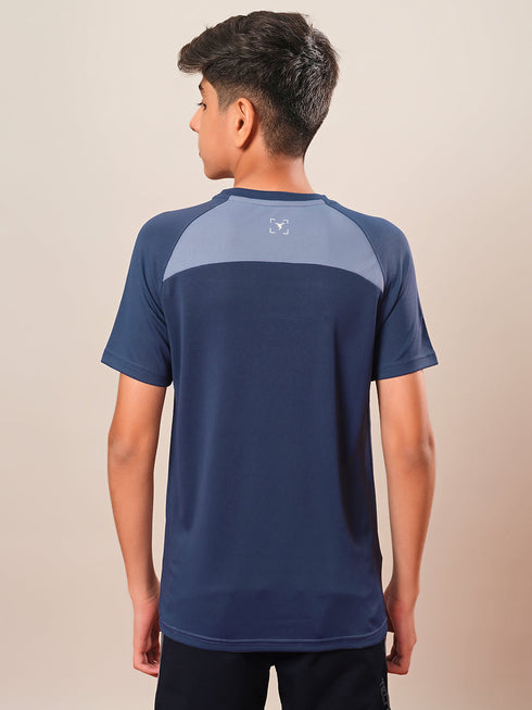 Boys Colorblock Slim Fit Round Neck T-shirt with DOUBLE COOL