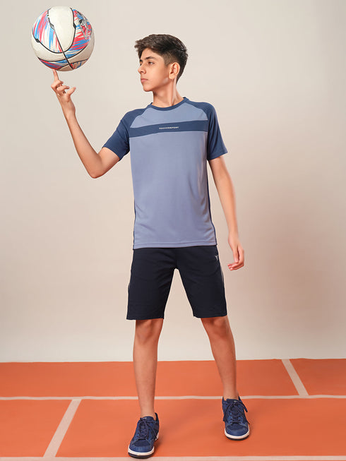 Boys Colorblock Slim Fit Round Neck T-shirt with DOUBLE COOL