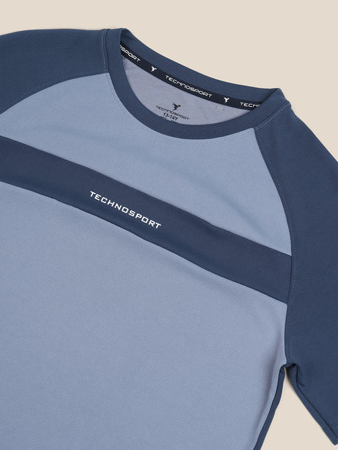 Boys Colorblock Slim Fit Round Neck T-shirt with DOUBLE COOL