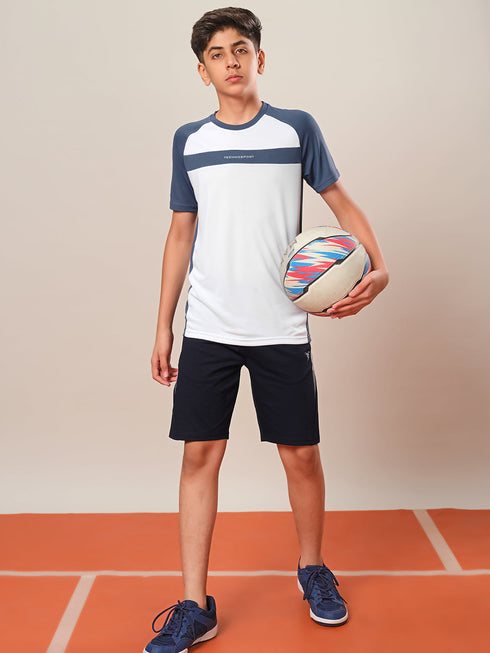 Boys Colorblock Slim Fit Round Neck T-shirt with DOUBLE COOL