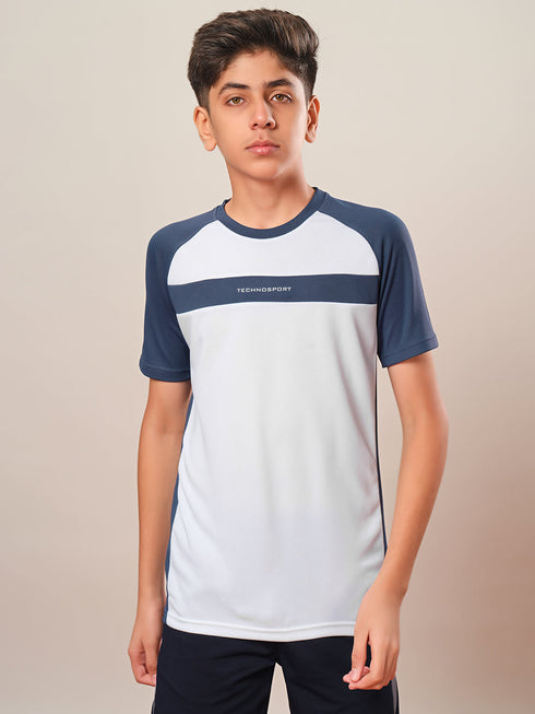Boys Colorblock Slim Fit Round Neck T-shirt with DOUBLE COOL