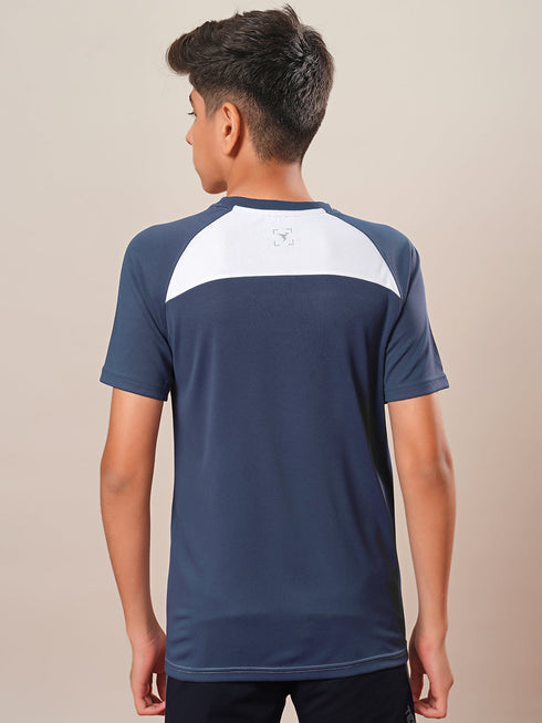 Boys Colorblock Slim Fit Round Neck T-shirt with DOUBLE COOL