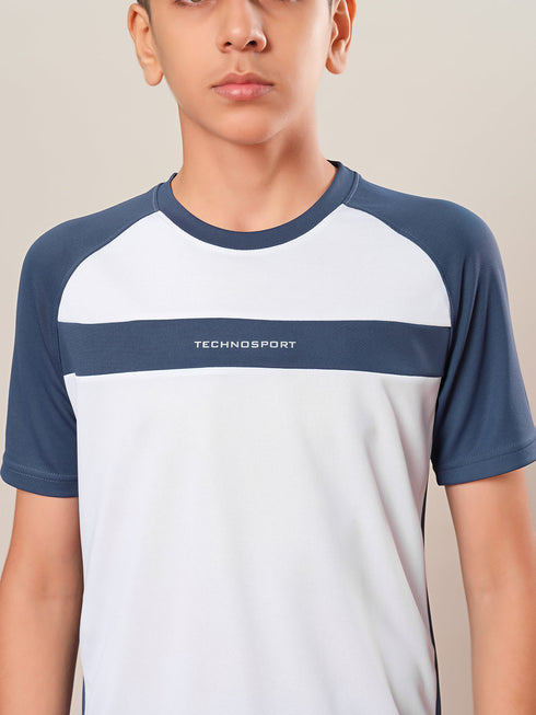 Boys Colorblock Slim Fit Round Neck T-shirt with DOUBLE COOL