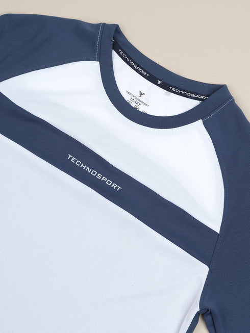 Boys Colorblock Slim Fit Round Neck T-shirt with DOUBLE COOL