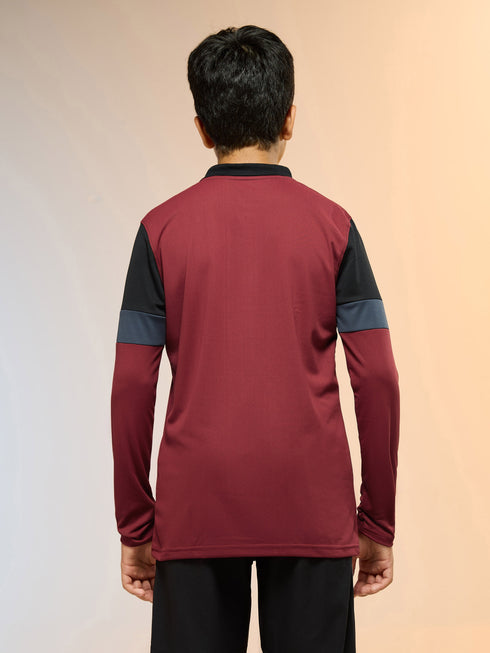 Boys Colorblock Slim Fit Polo Sports T-shirt with TECHNO DRY