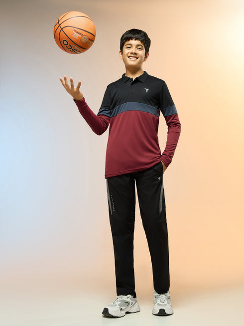 Boys Colorblock Slim Fit Polo Sports T-shirt with TECHNO DRY