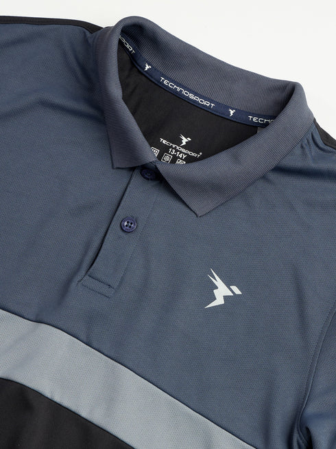 Boys Colorblock Slim Fit Polo Sports T-shirt with TECHNO DRY