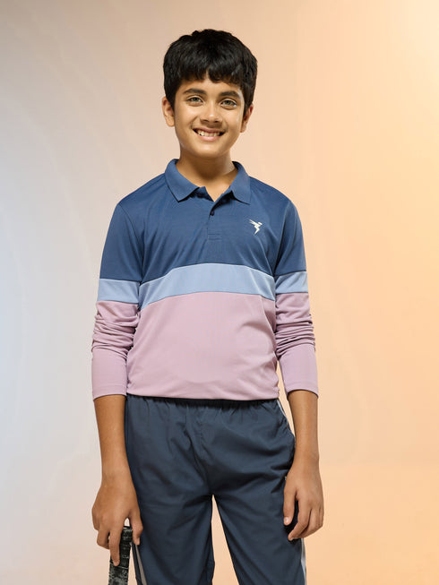 Boys Colorblock Slim Fit Polo Sports T-shirt with TECHNO DRY