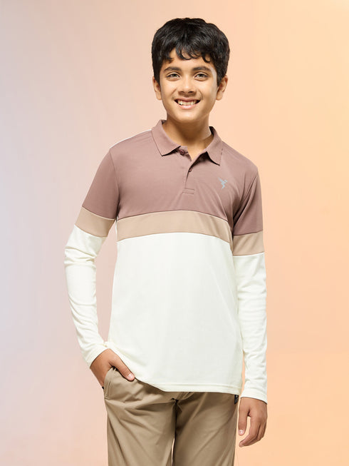 Boys Colorblock Slim Fit Polo Sports T-shirt with TECHNO DRY